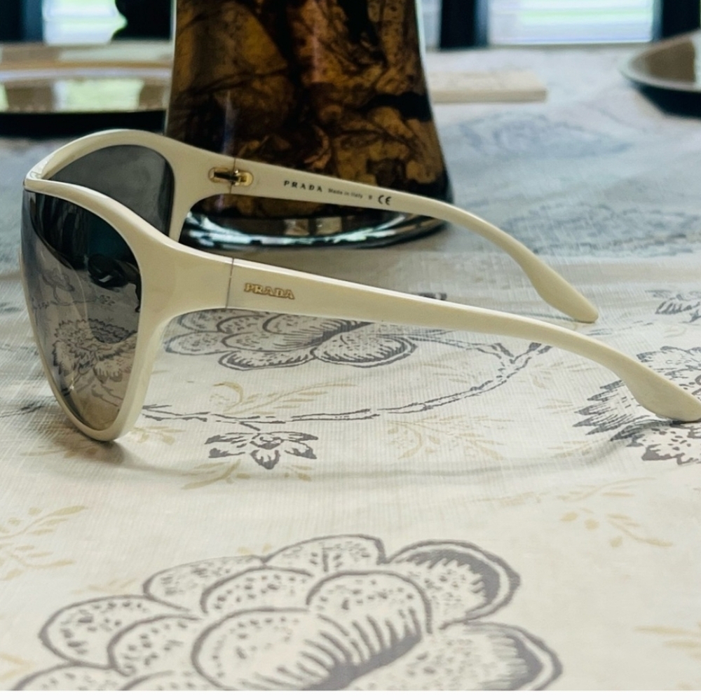 Prada Shield Sunglasses - Prada White Sunnies - White Shades- Prada White Shades - Picture 3 of 8